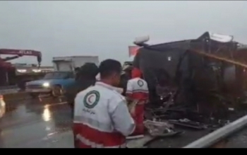 واژگونی اتوبوس حامل شهروندان لنگرودی در استان البرز