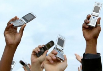 Mobile Phones Being Held in the Air